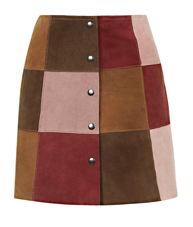 Patch work suede skirt