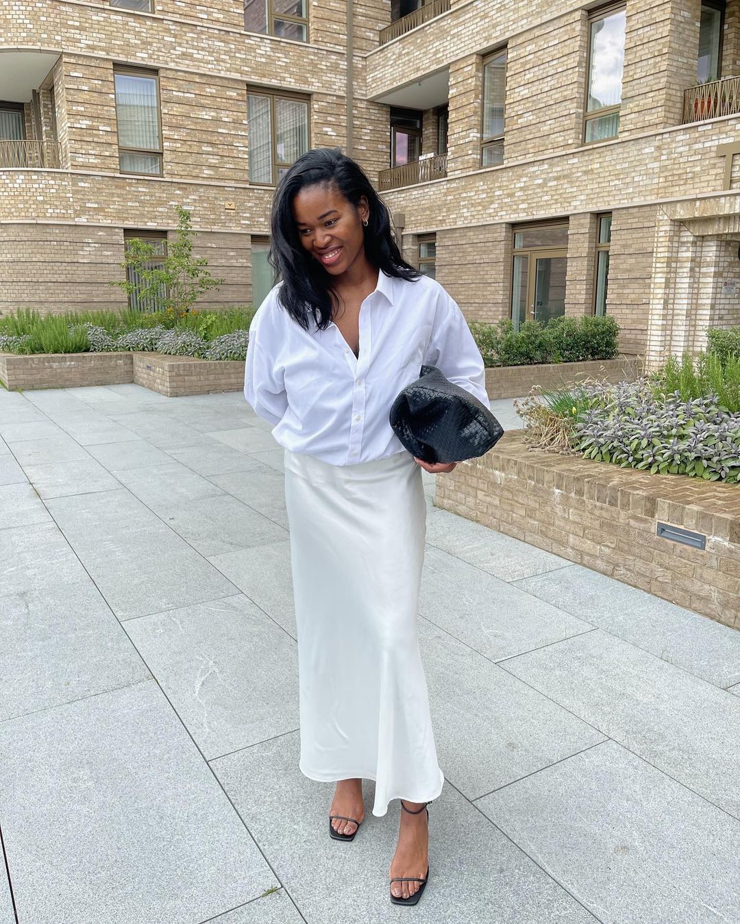 Gray and shop white maxi skirt